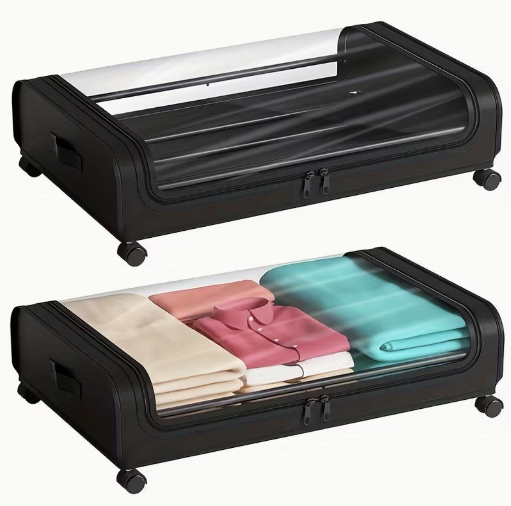 Under Bed Storage Organizer Metal Underbed Bins With Wheels And Lid Metal