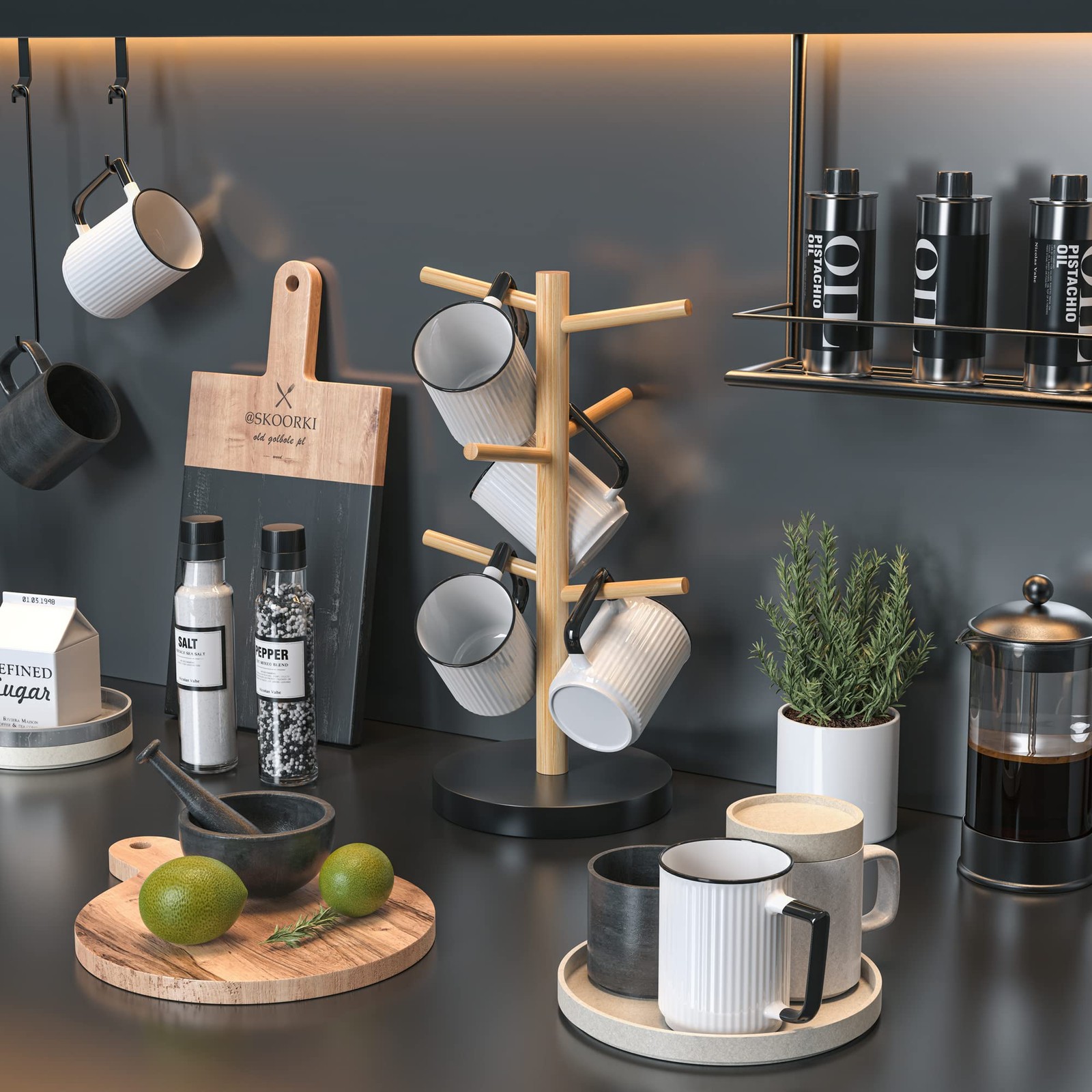 Wisuce Bamboo Mug Holder Tree, Thicker Base Coffee Cup Black