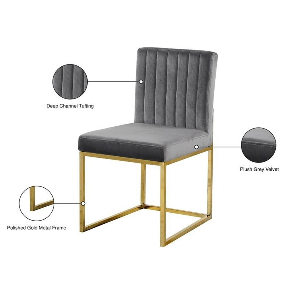 Meridian Furniture Giselle Gray Velvet Dining Chair (Set of 2)