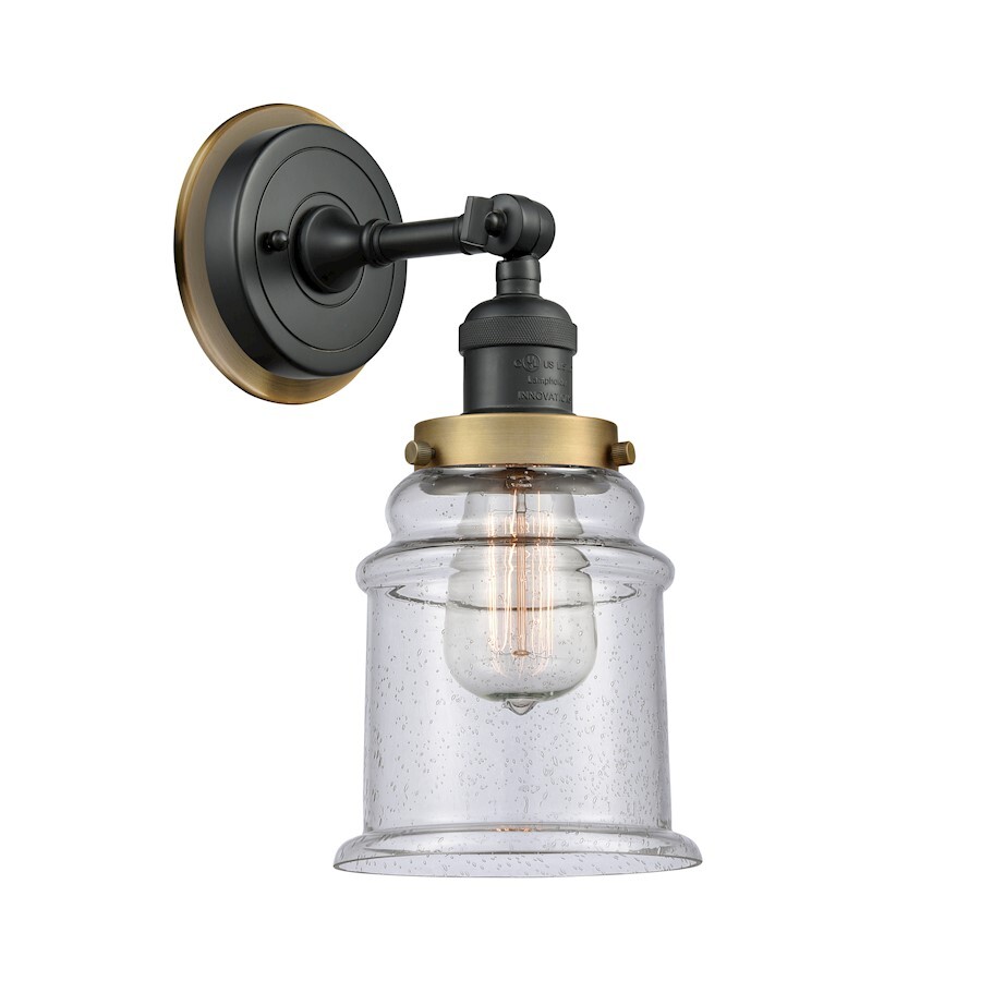 Innovations FR Canton 1-Lt Sconce HRBB G184, BK/CL/SD - 203BK-BPBB-HRBB-G184