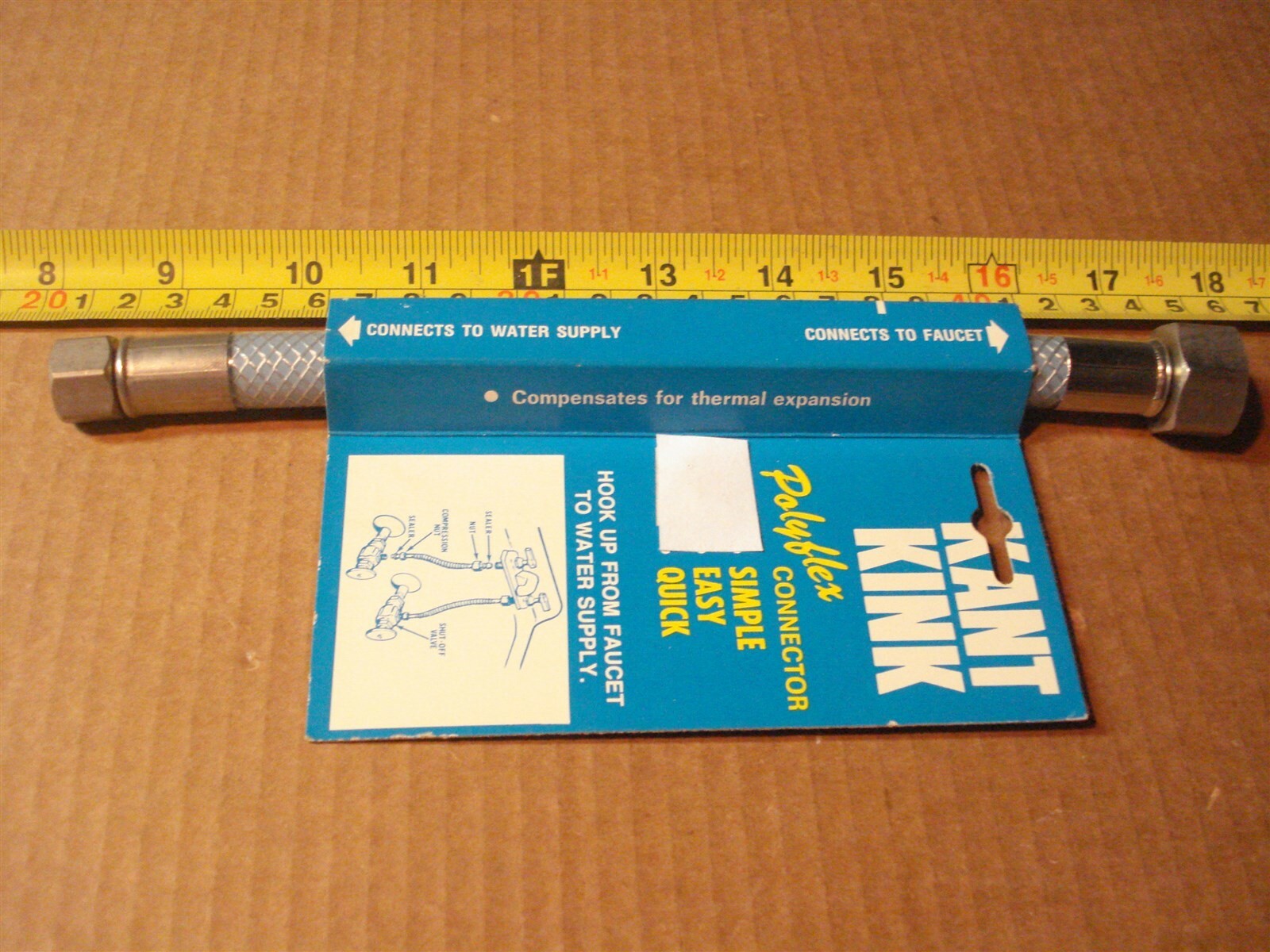 (2978.) PolyFlex Supply Line for Sink Faucet 3/8" Comp. x 1/2" Pipe x 9" L