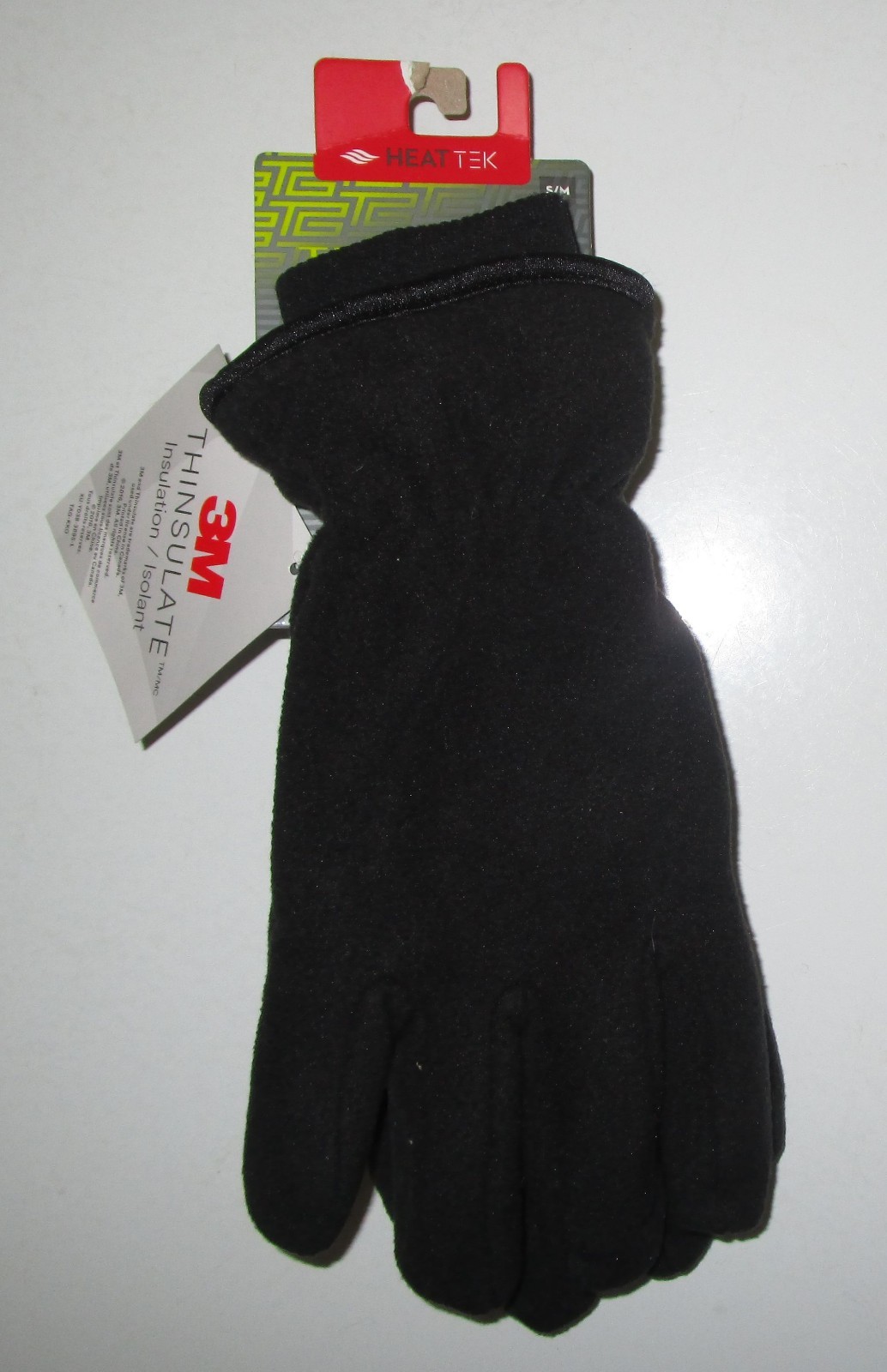 TEK GEAR~SMALL MEDIUM~Men's Black Thinsulate Microfleece Cuffed Gloves