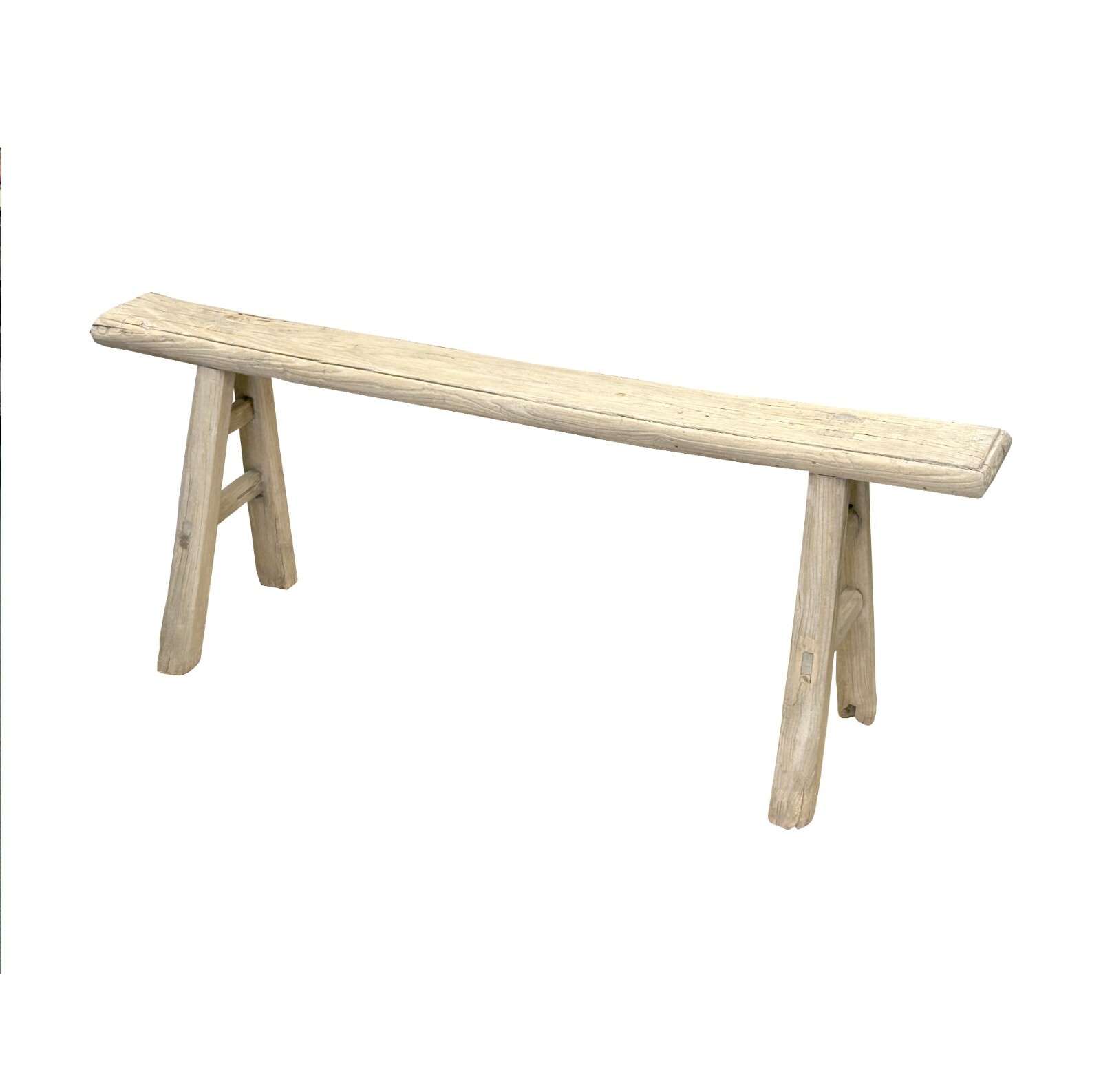 Raw Rough Wood Grain Rectangle Long Slim Stool Bench Side Table ws4630