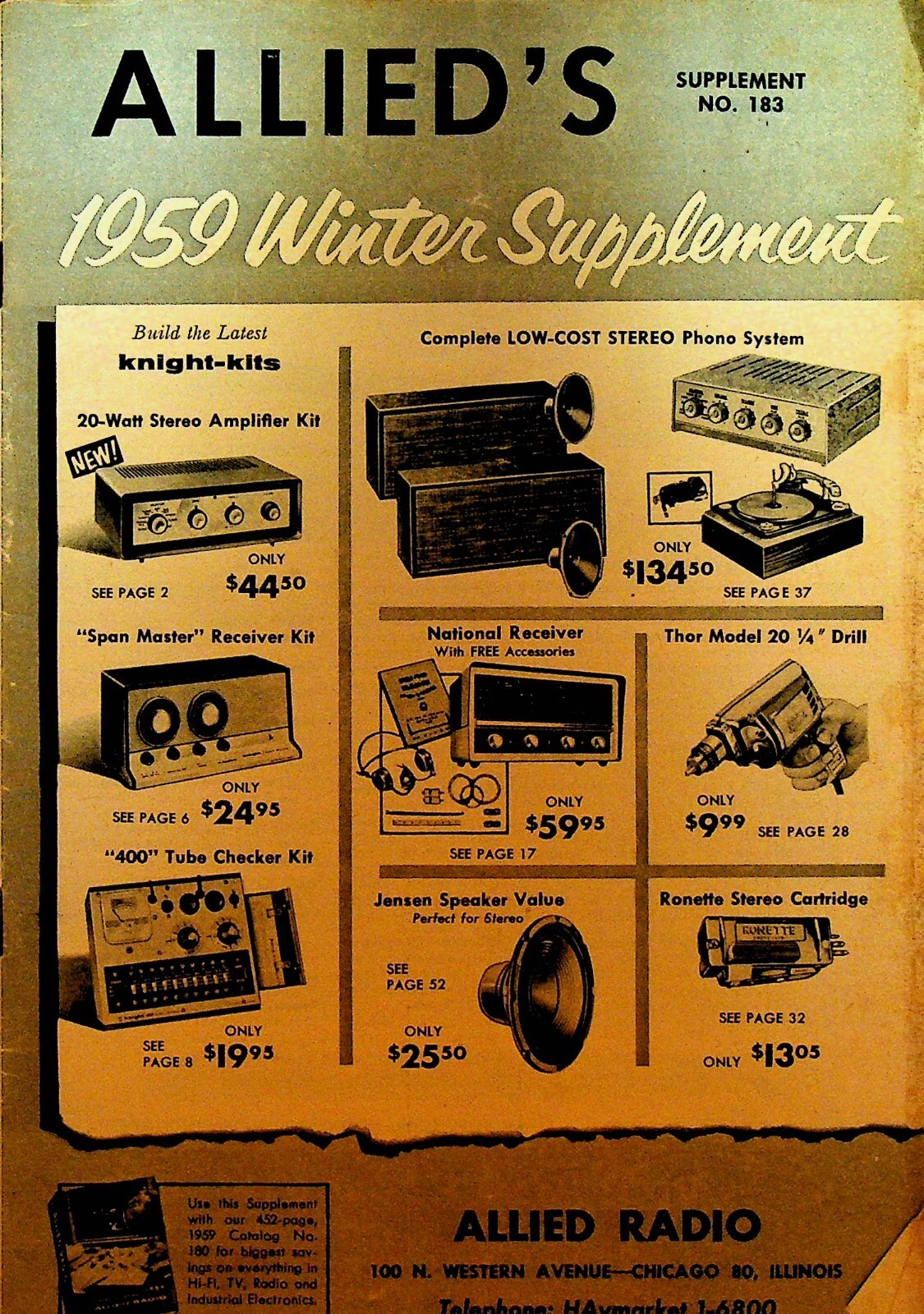 Allied Radio Catalog 1959 Winter Supplement 183 HI-Fi Stereo Speakers Receivers