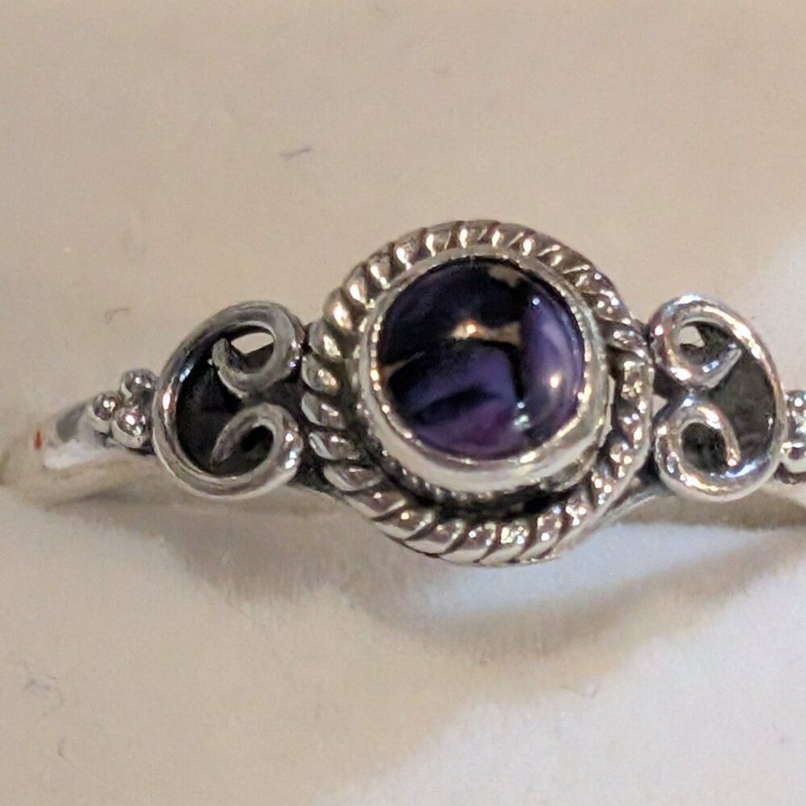 925 Sterling Silver Purple Dahlia Size 9.5