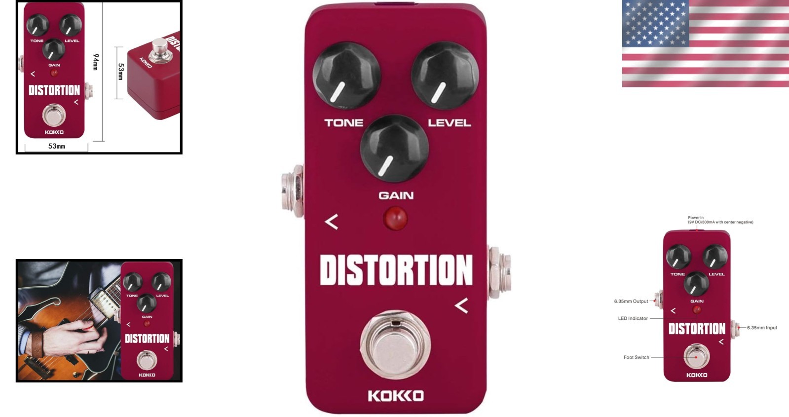 High-Quality Aluminum Distortion Effect Pedal - LED Indicator Included