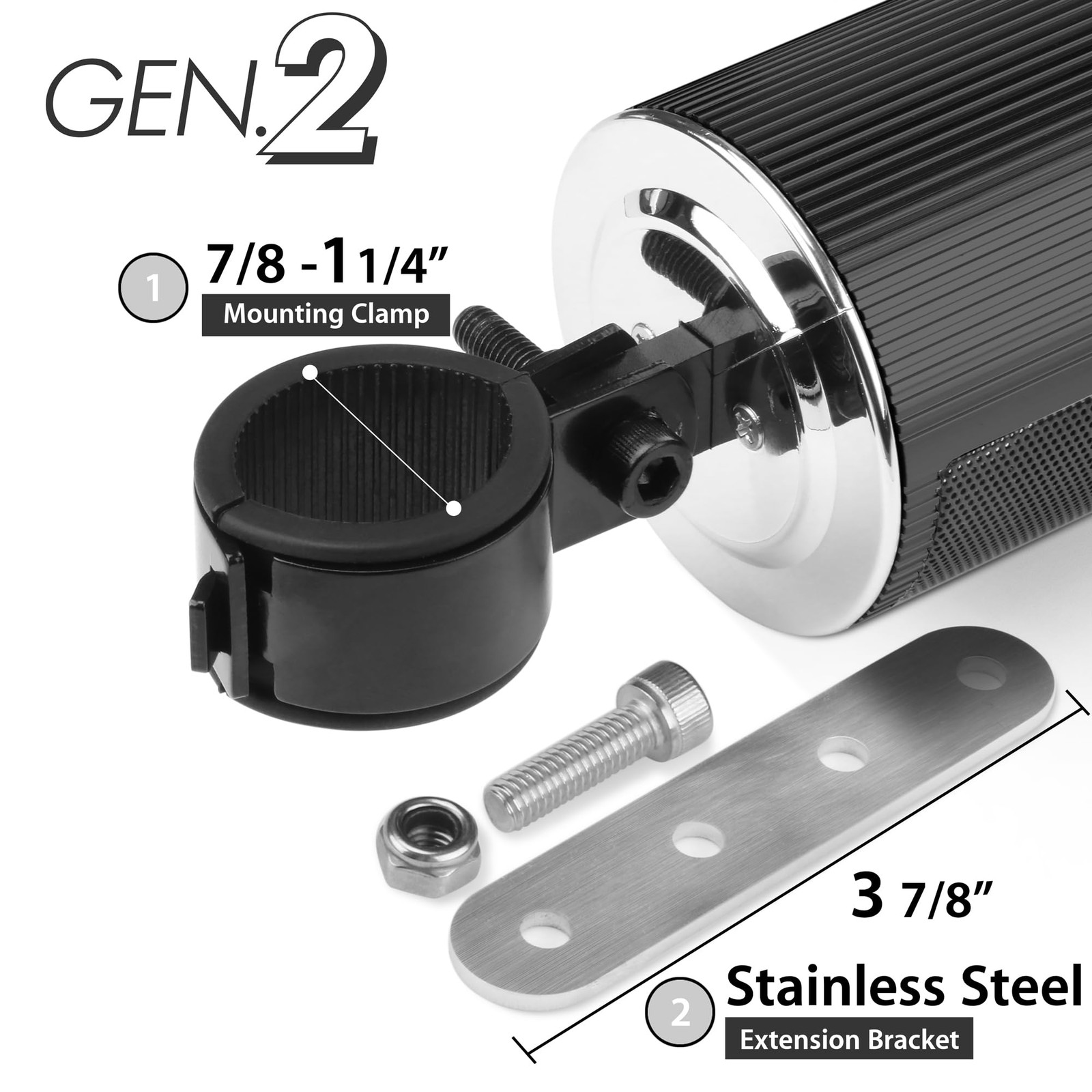 Motorcycle Speakers Bluetooth, Waterproof Motorcycle Audio System Built-in Am...