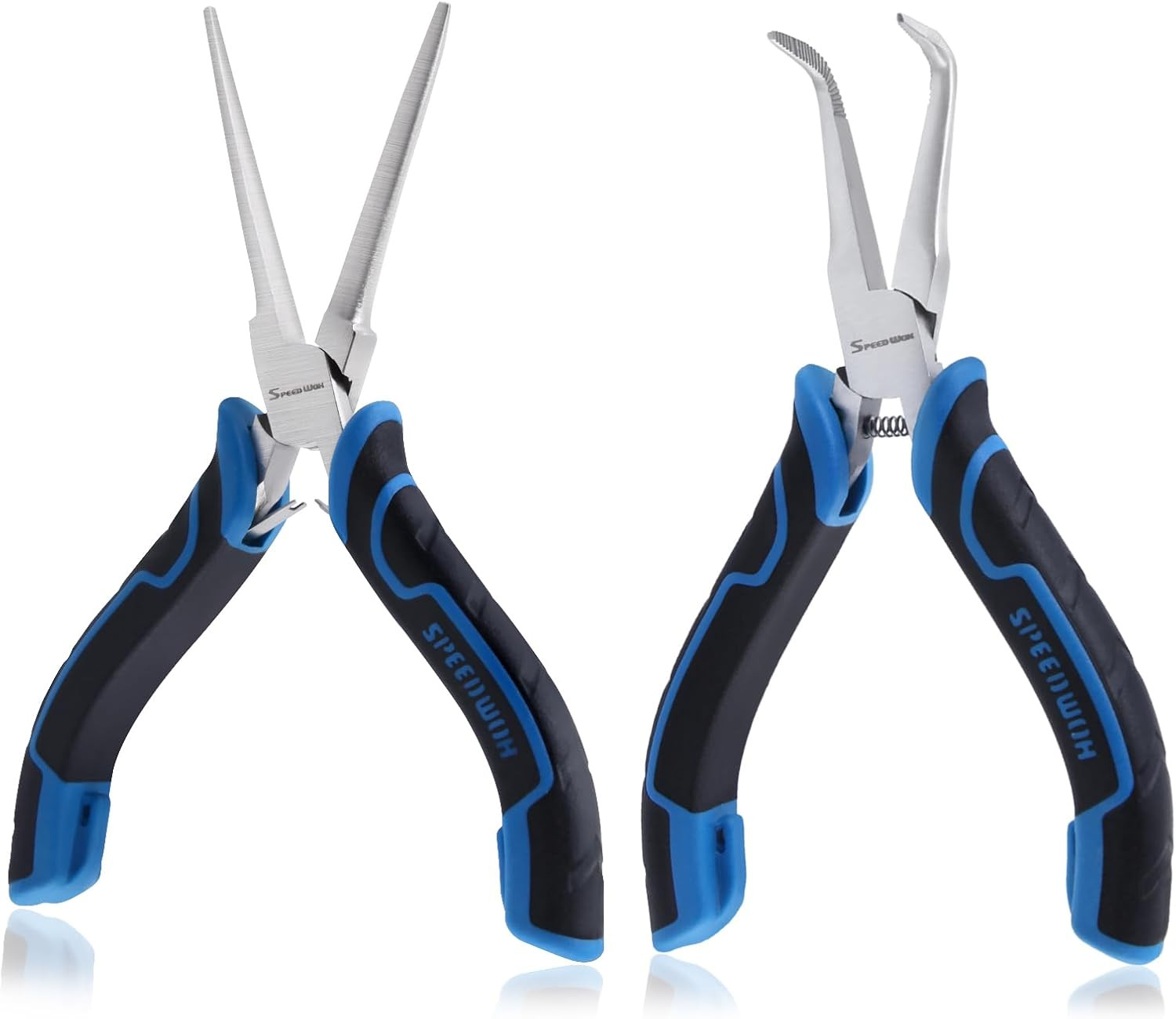 SPEEDWOX 2PCS Mini Needle Nose Pliers with Smooth Jaw & Bent Needle Nose Pliers