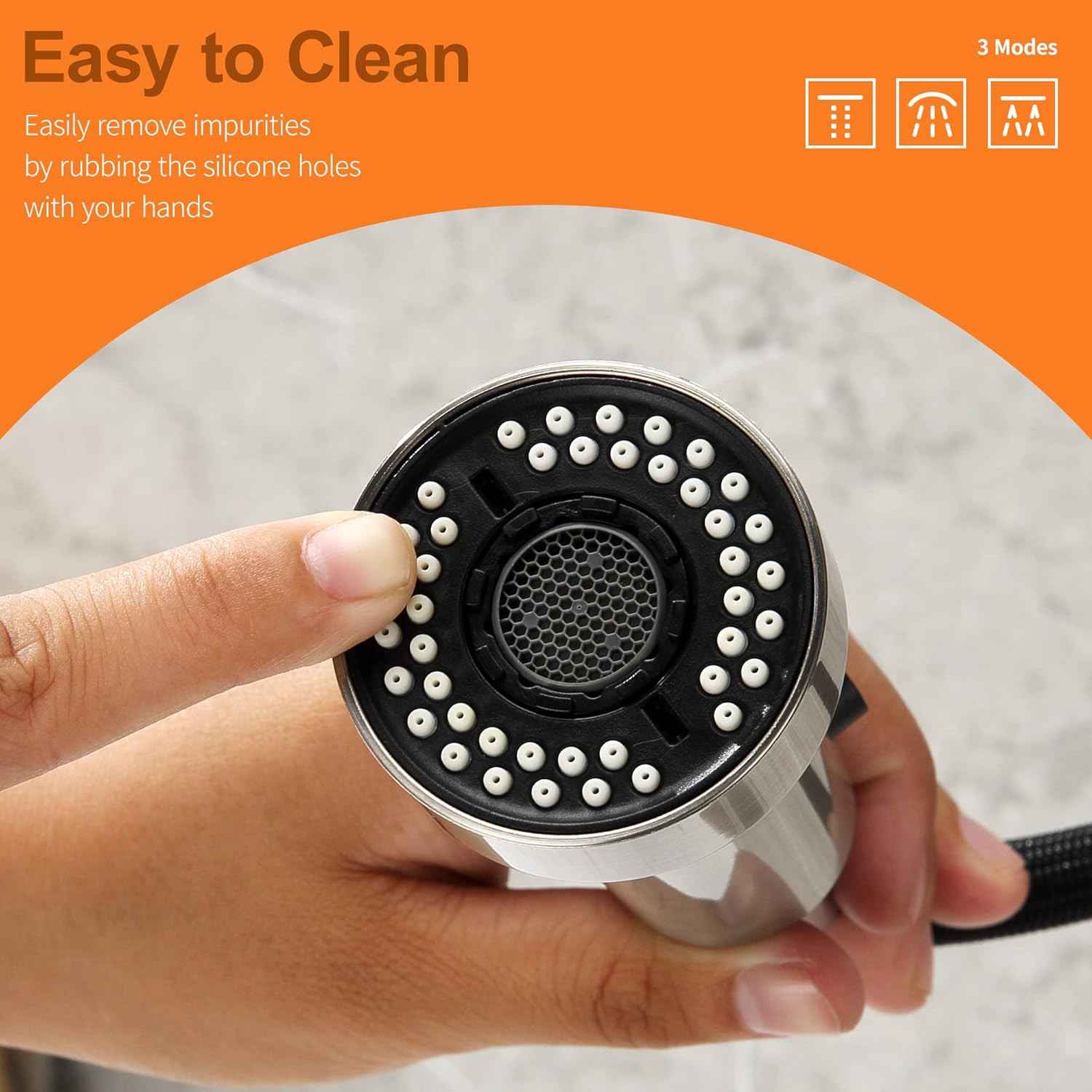Pull down Spray Head Replacement - for Kitchen Faucet Sprayer Head with 15 Adapt