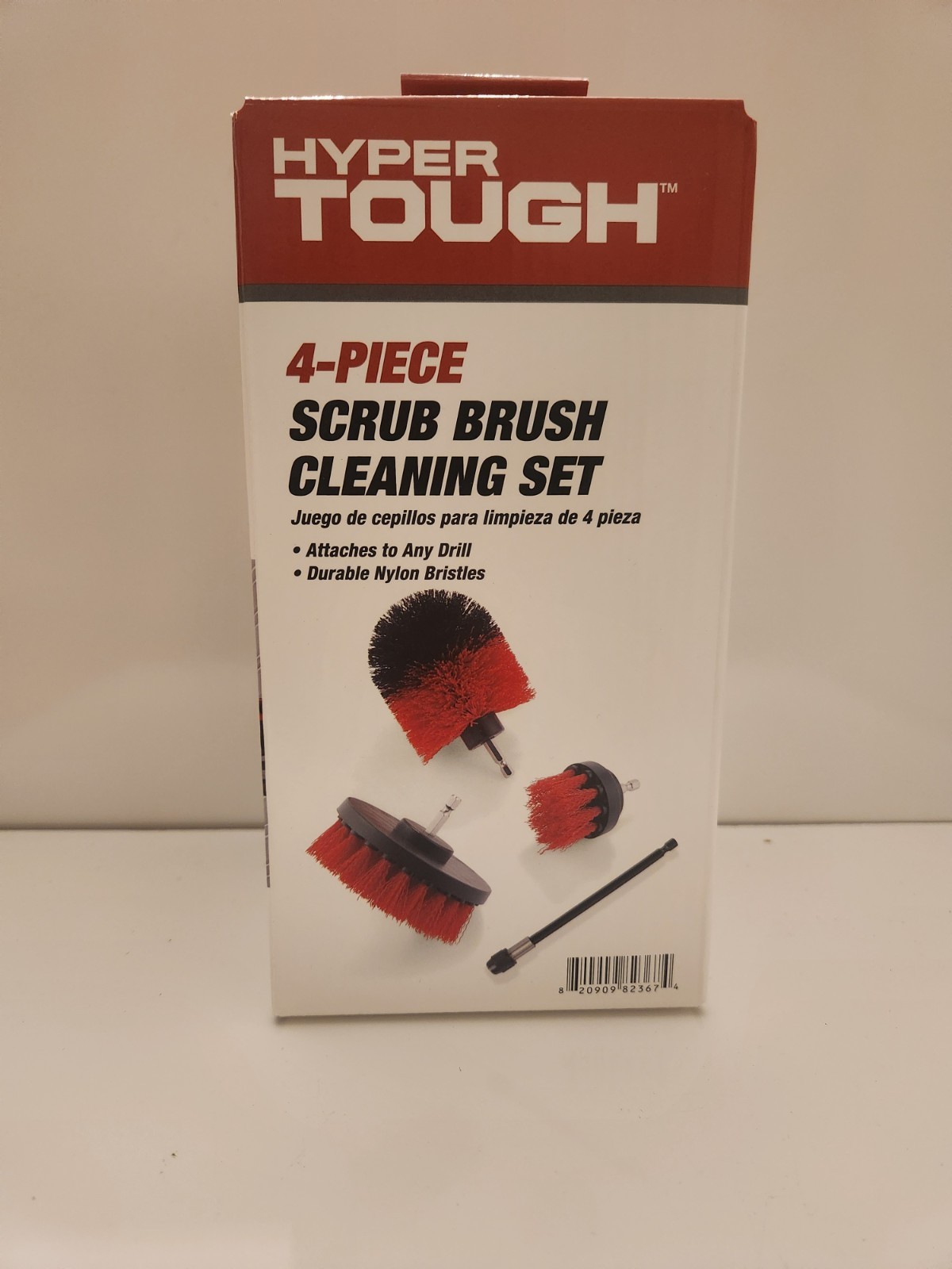 HYPER TOUGH 4-Piece Scrub Brush Cleaning Set Drill Attachment With Extension