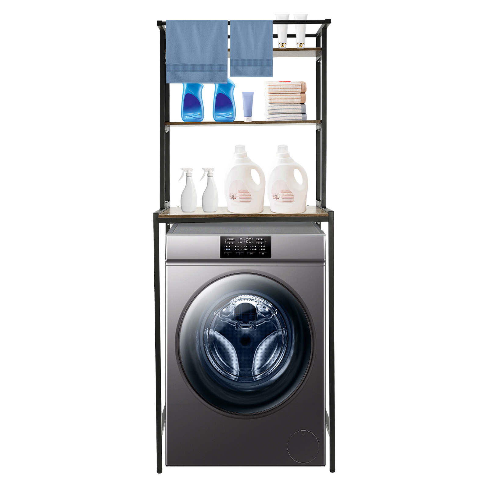 Washer and Dryer Storage Shelf 3 Tiers Clothes Drying Rack Floor Mount