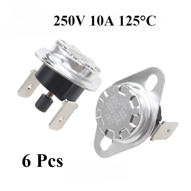 250V 10A NC 125°C Manual Reset Temperature Switch Thermostat KSD301-6 Pcs