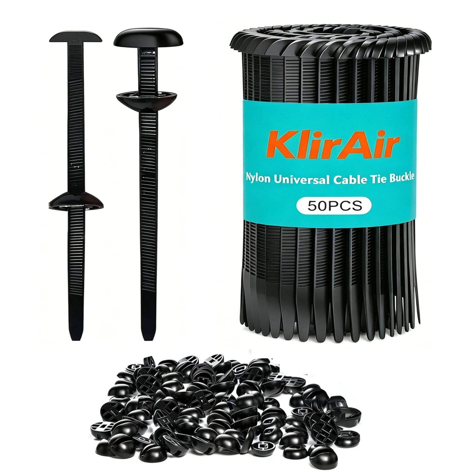 50PCS Nylon Strong Cable Tie Buckle - Heavy Duty UV-Resistant for Secure Auto...