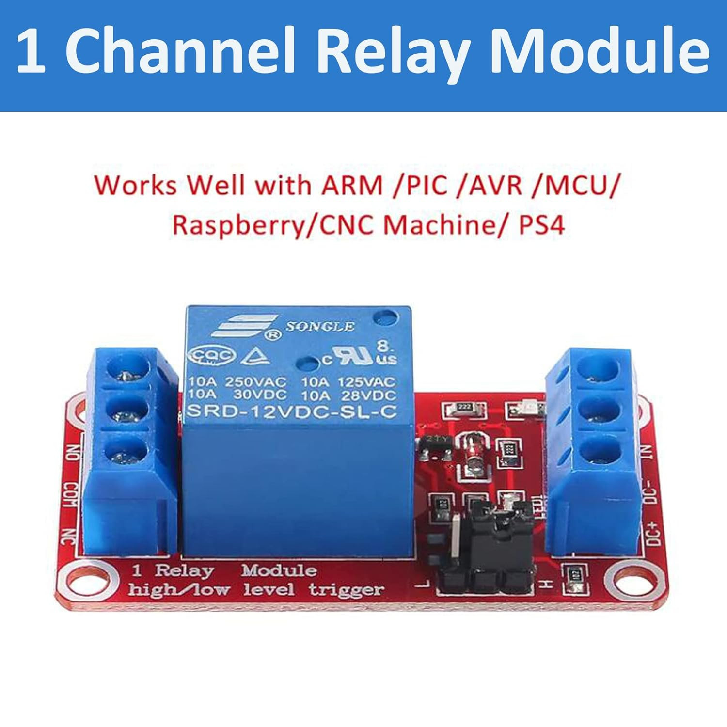 4Pcs DC 5V Relay Module - 1 Channel Relay Switch Board with Optocoupler