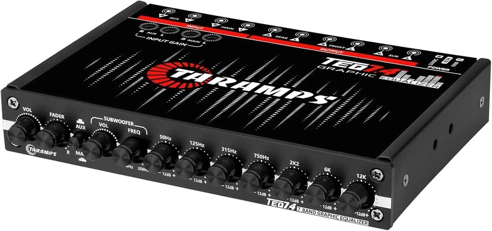 Taramps TEQ 7.4 Stereo 7-Band Graphic Equalizer Car Audio Rca Input/Output, Auxi