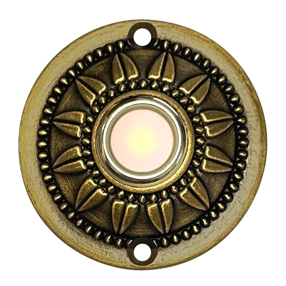 Wired Iron Classic LED Lighted Doorbell Push Button Switch 2.3" For Chime Black