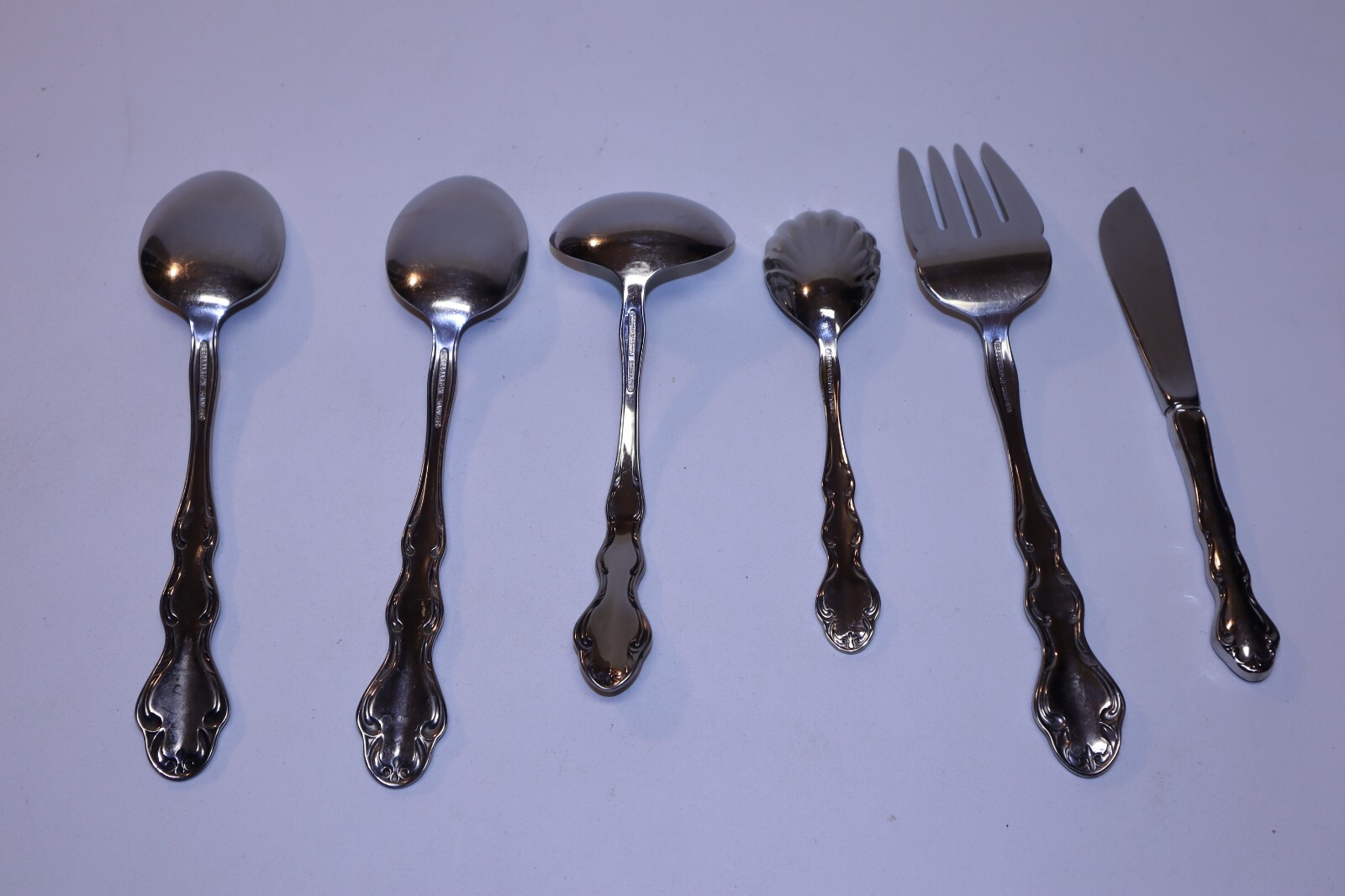 Reed And Barton REGENCY Stainless Flatware 6 Piece Serving Set Ladle Knife Fork+