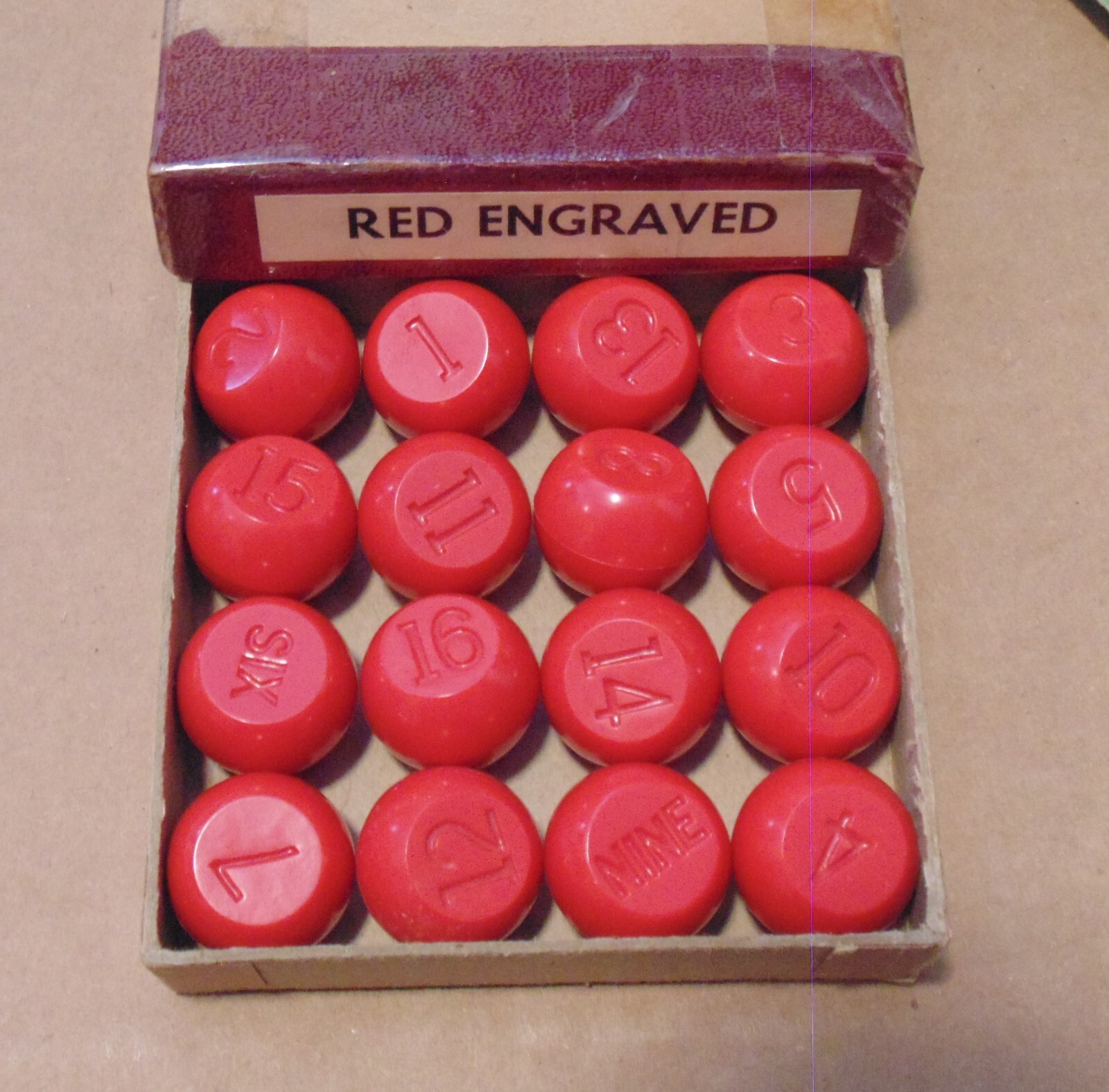 Red Engraved Lacquer Filled Game Balls COMPLETE SET