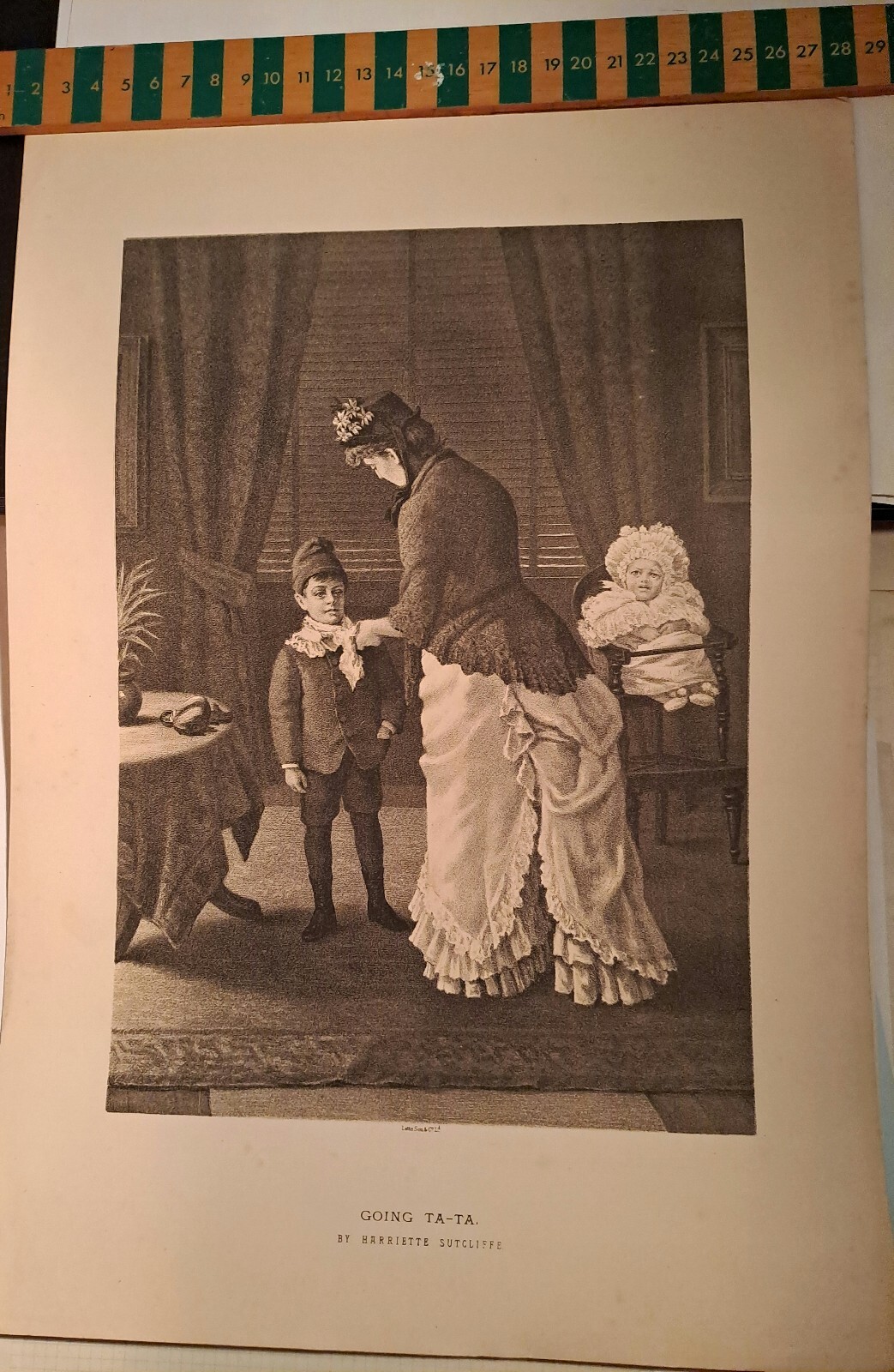 Victorian Letts Print, 'Going Ta-Ta' by Harriette Sutcliffe