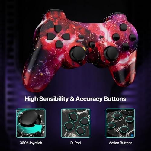 Controller for PS3 2 Pack Wireless Controller for Playstaion 3 Skull + Galaxy
