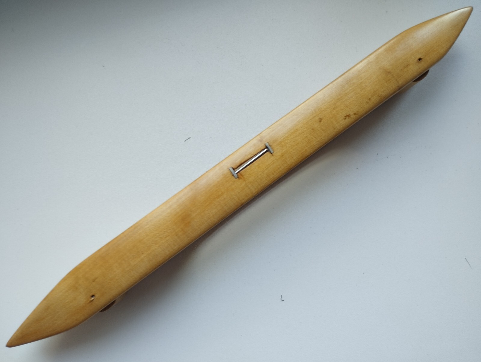 Vintage solid maple Swedish Loom Boat Shuttle 12"(30 cm) with rollers