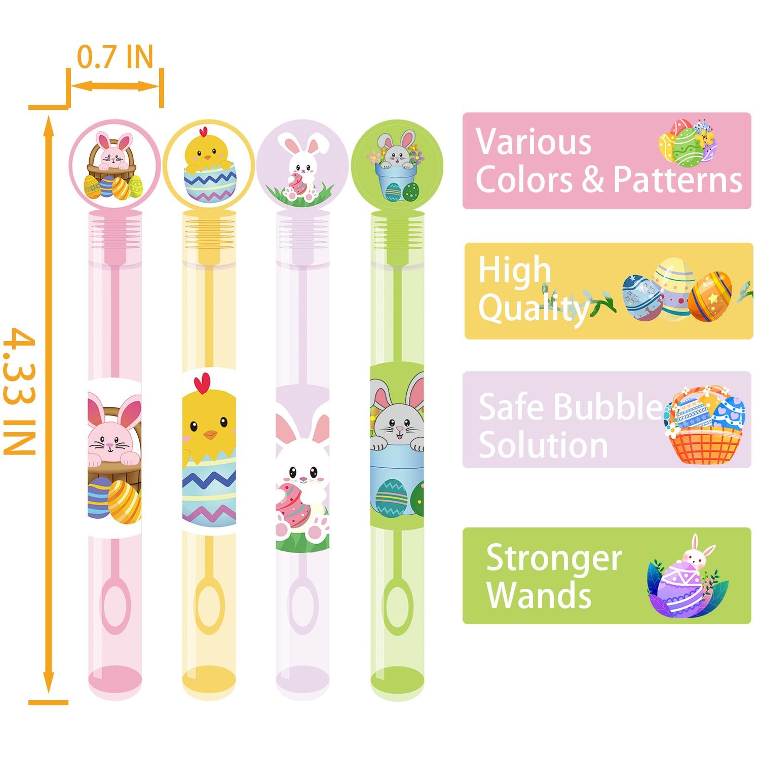 48PCS Easter Toys Mini Bubble Wands Assortment Colorful Gifts for Kids