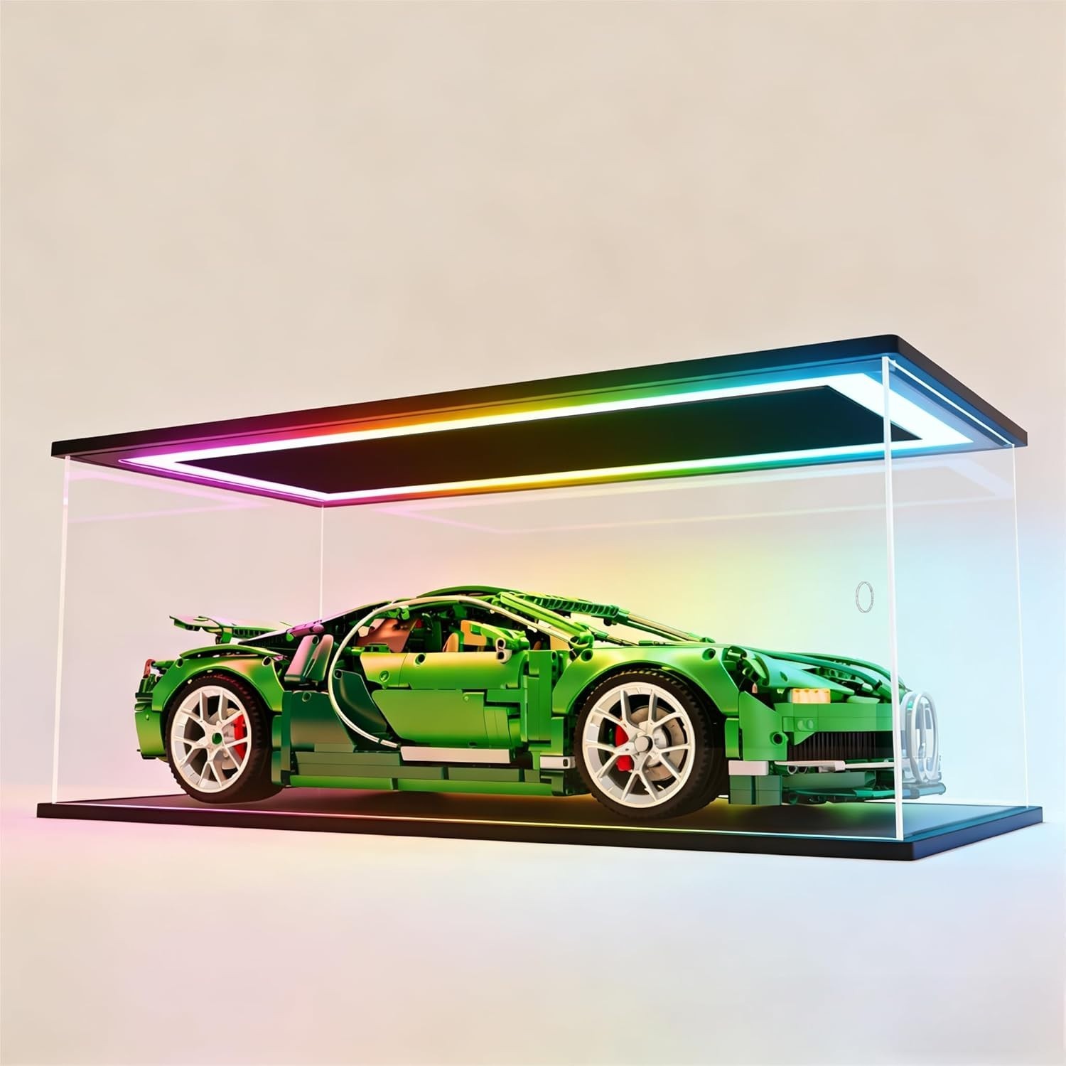 Car Display Case Acrylic RGB LED Light 1/18 Rack Nascar Model Diecast Clear Box