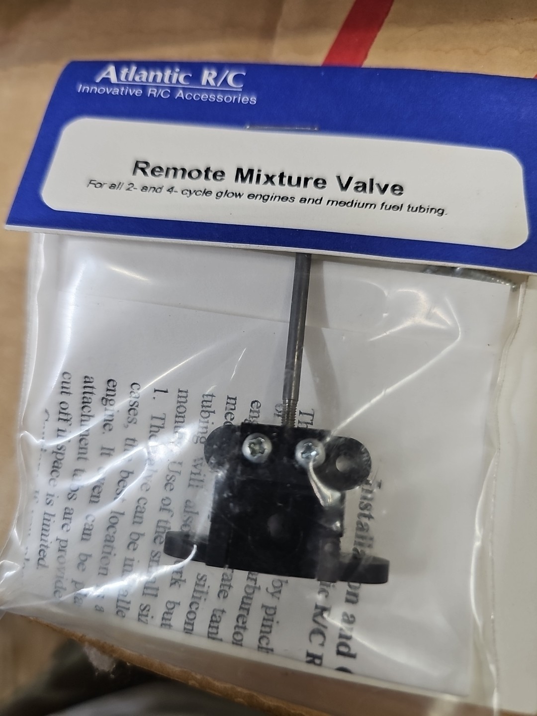 Atlantic R/C Remote Mixture Valve Glow Engine RC NOS w Instructions