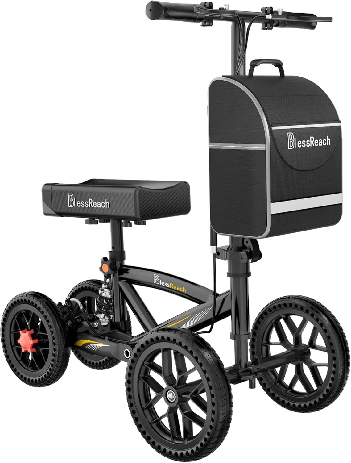 BlessReach Knee Walker 350 lbs Foldable All Terrain Scooter Black