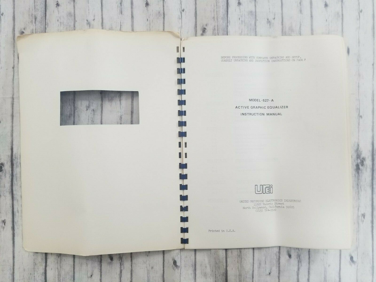 Vintage Active Graphic Equalizer Instruction Manual Model 527 A