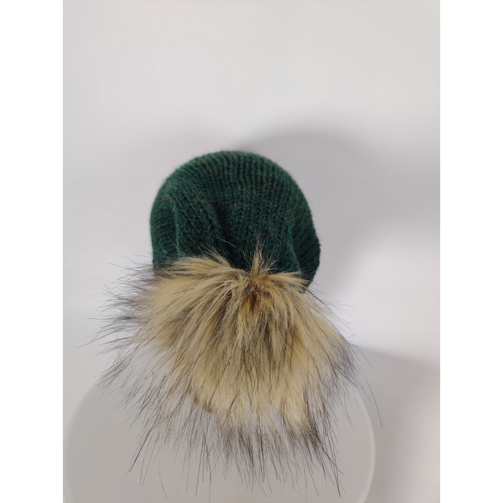 RARE ORIGINAL P&P Unisex beanie winter pom pom casual green OS