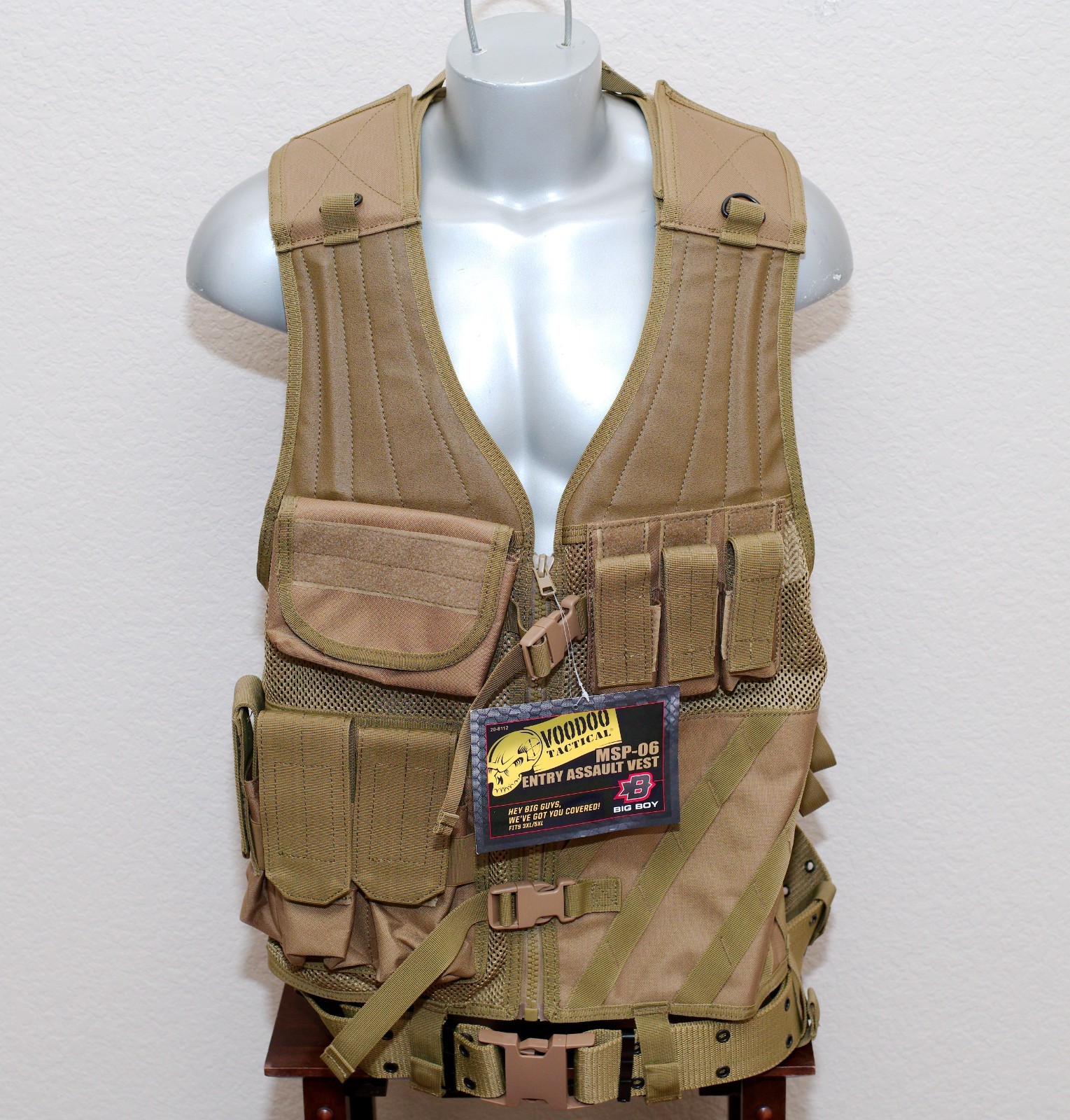 NEW Voodoo Coyote Tactical MSP-06 Entry Assault Vest w Belt 3XL-5XL 20-8112