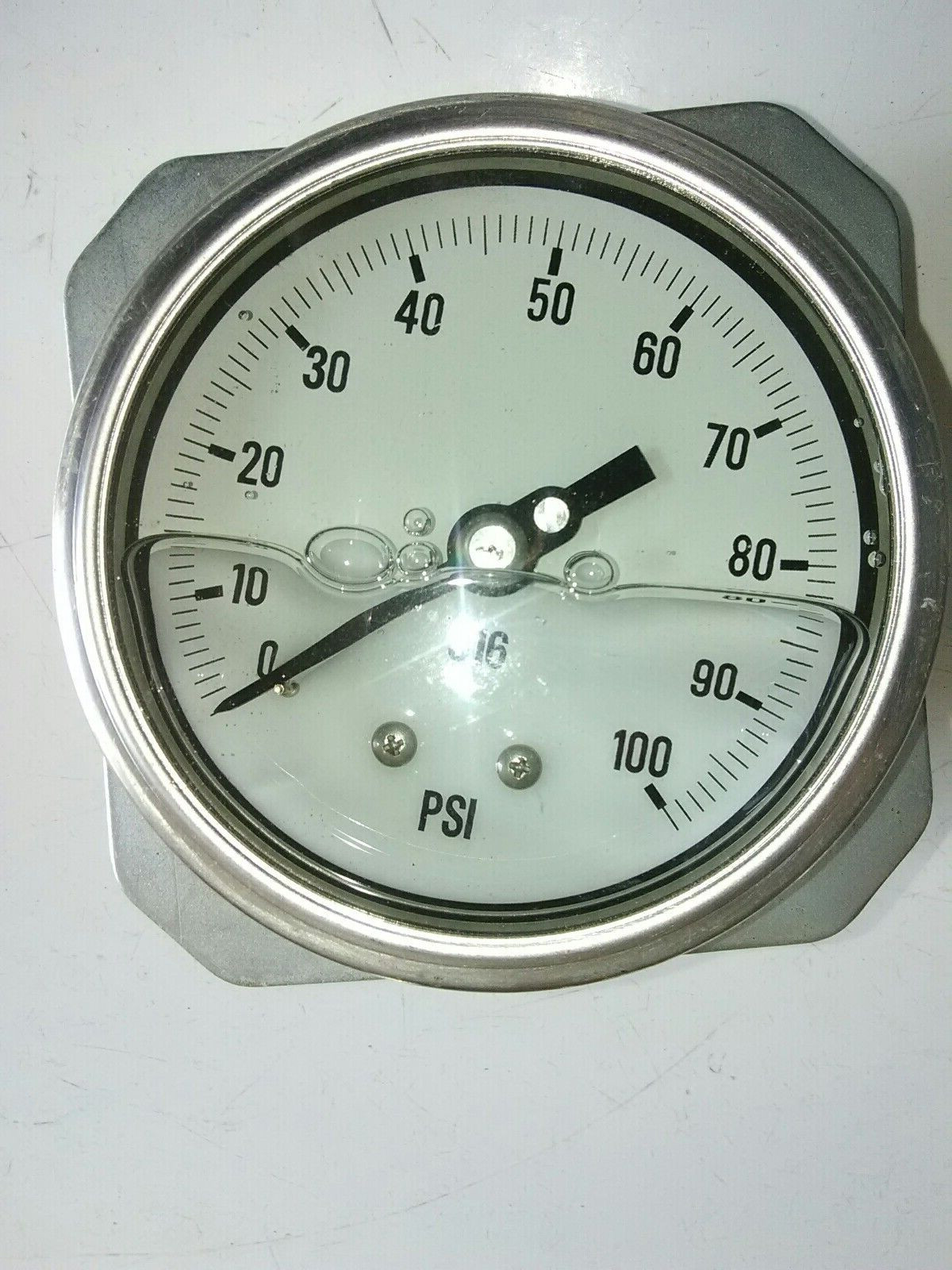 NOS 4" Face Liquid Glycerin Filled Pressure Gauge 100 PSI 316SS