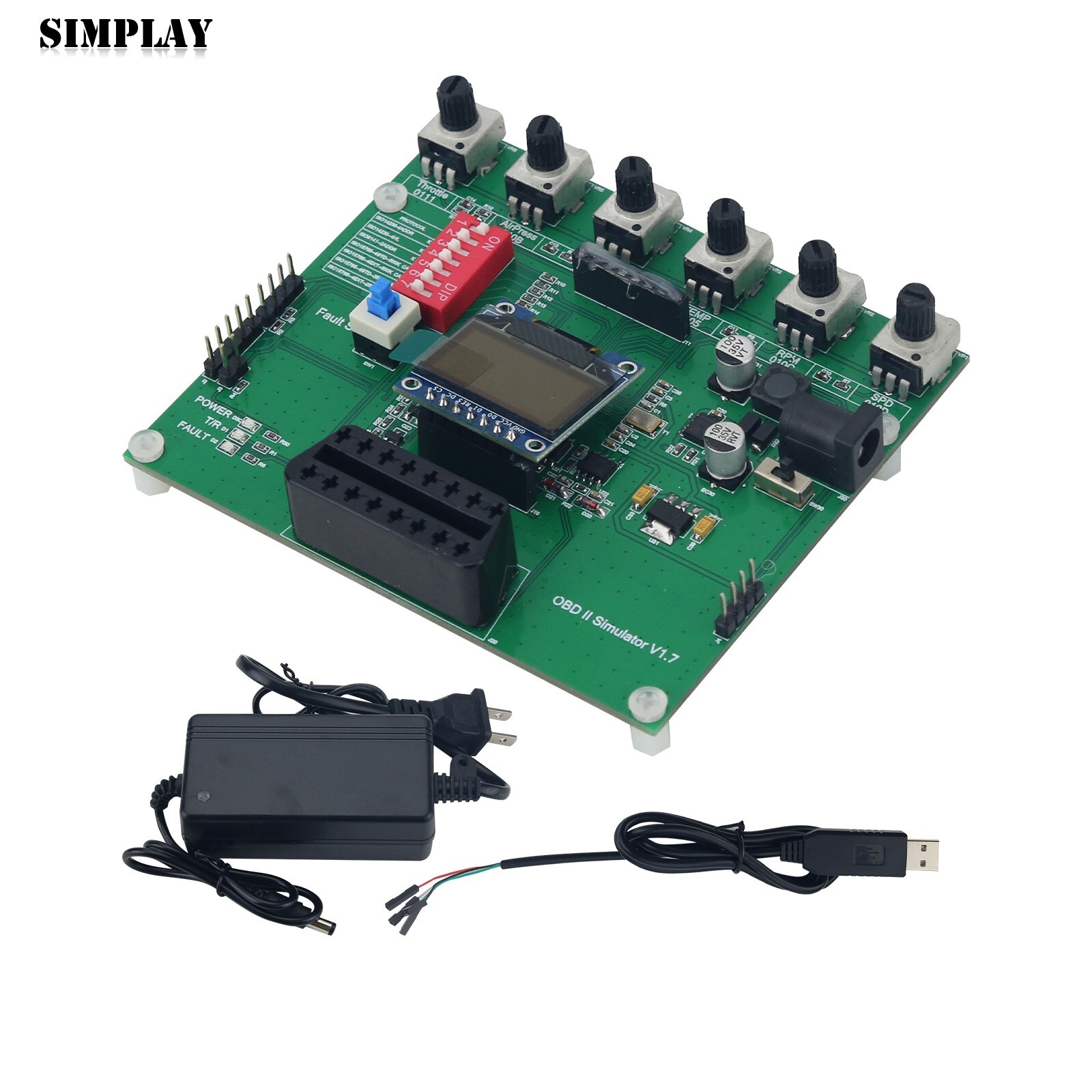 OBD II Simulator OBD2 ECU Simulator with 0.96" 128*64 OLED Screen