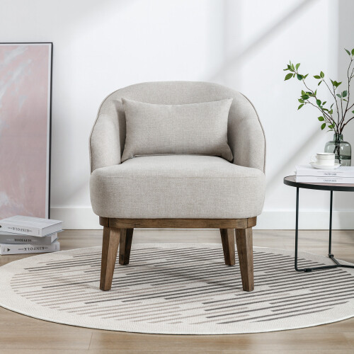 Modern Accent Chair Single Sofa Couch Upholstered Living Room Armchair w/ Pillow