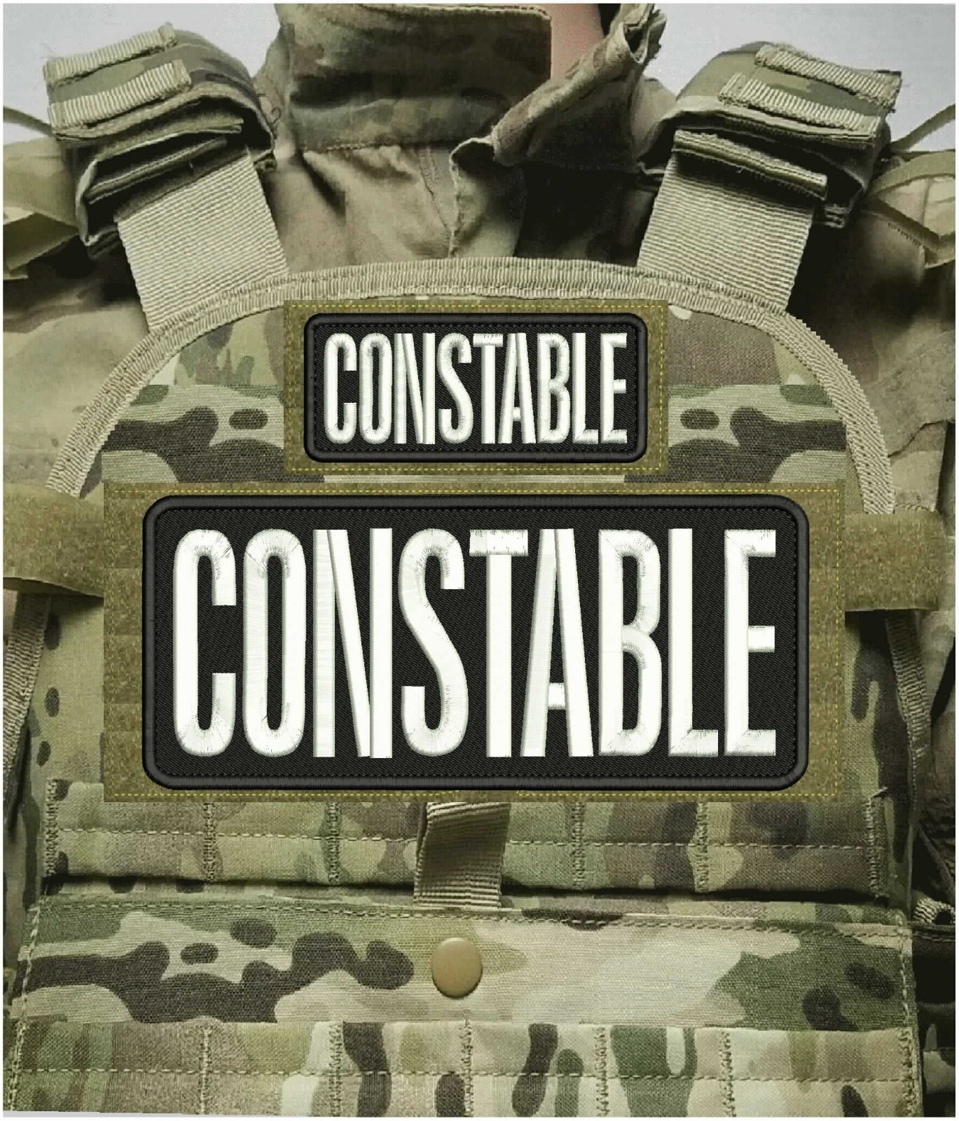 CONSTABLE embroidery patch 10x4 and 5x2 hook on back BLK/WHITE