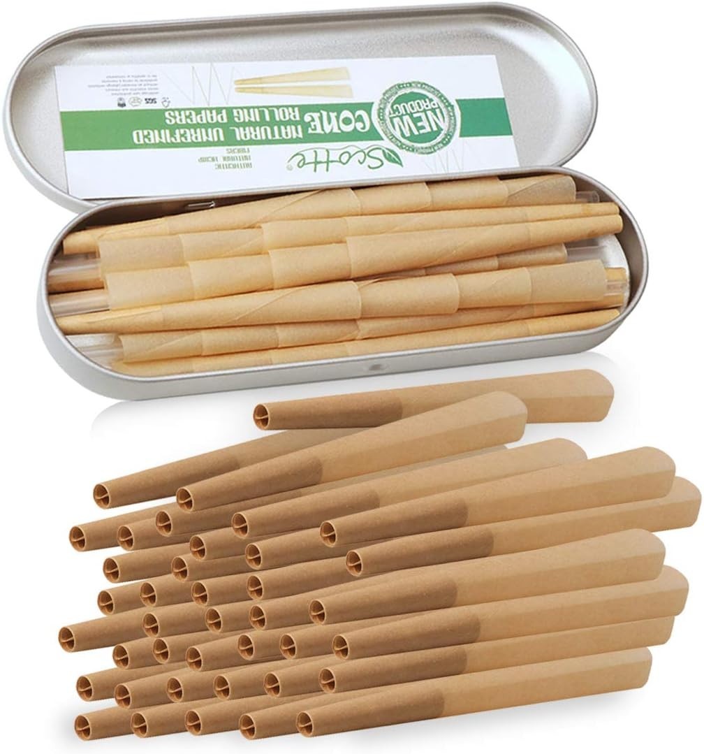 Translucent Organic Pre-Rolled Cones 1 1/4 Size - 40 Cone Pack for Connoisseurs