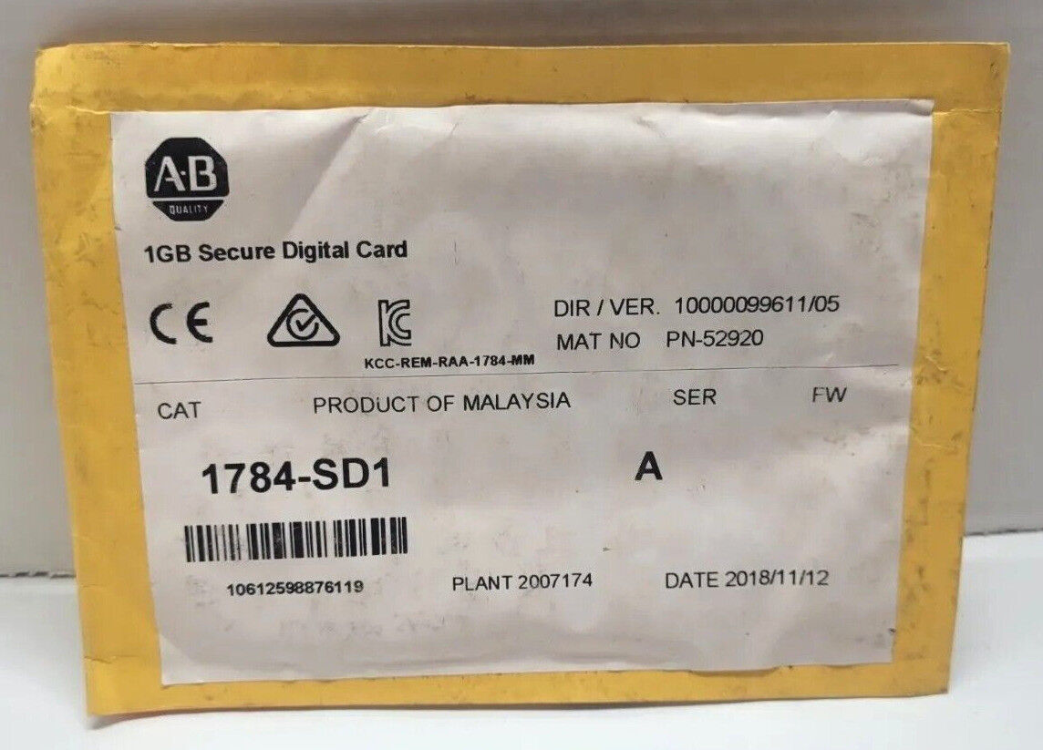 New Factory Sealed Allen-Bradley 1784-SD1 1GB Secure Digital Card AB 1784SD1