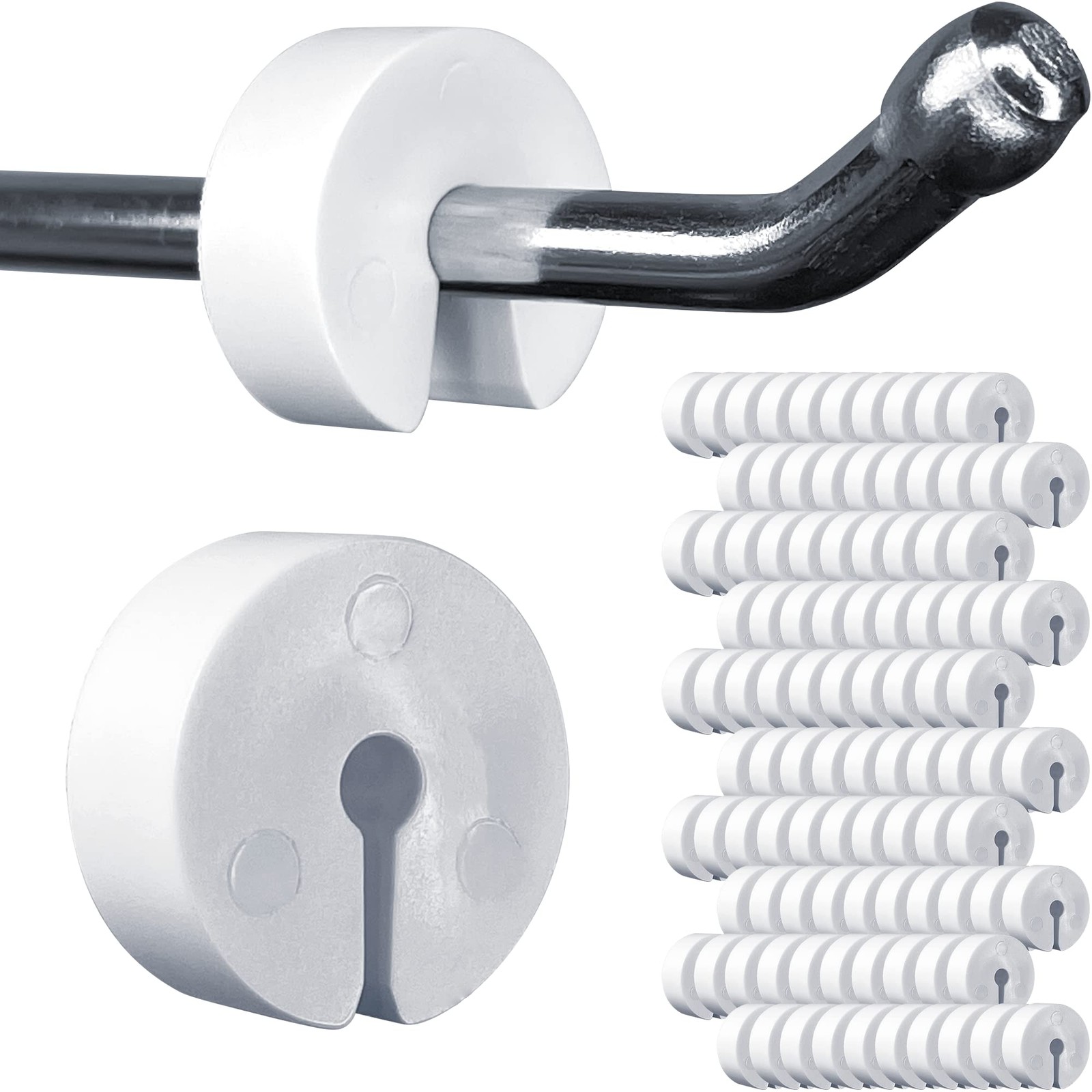 Gluposti Peg Hook Stoppers for 1/4 Pegboard Hooks & 100 White, White