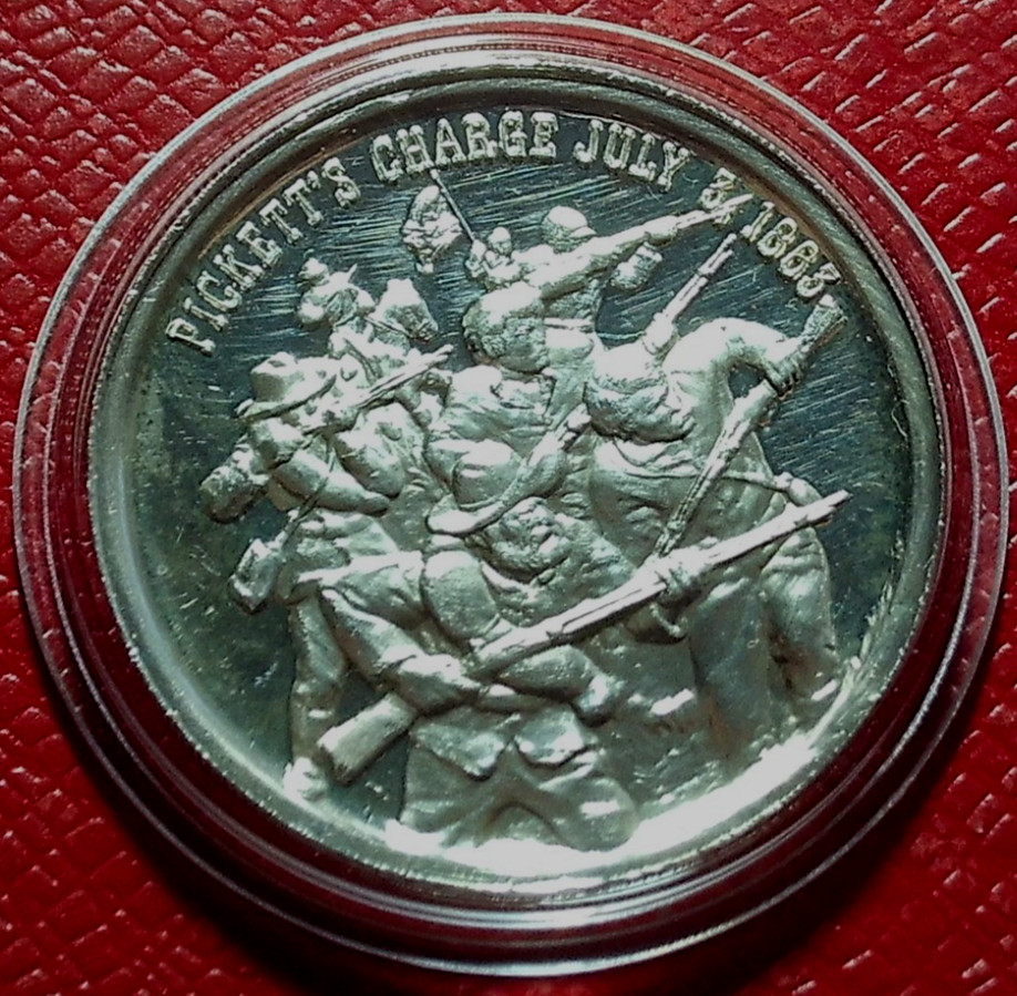 History of The Civil War"Pickett's Charge" Round 25.8 Grams.999 Silver w/Capsule