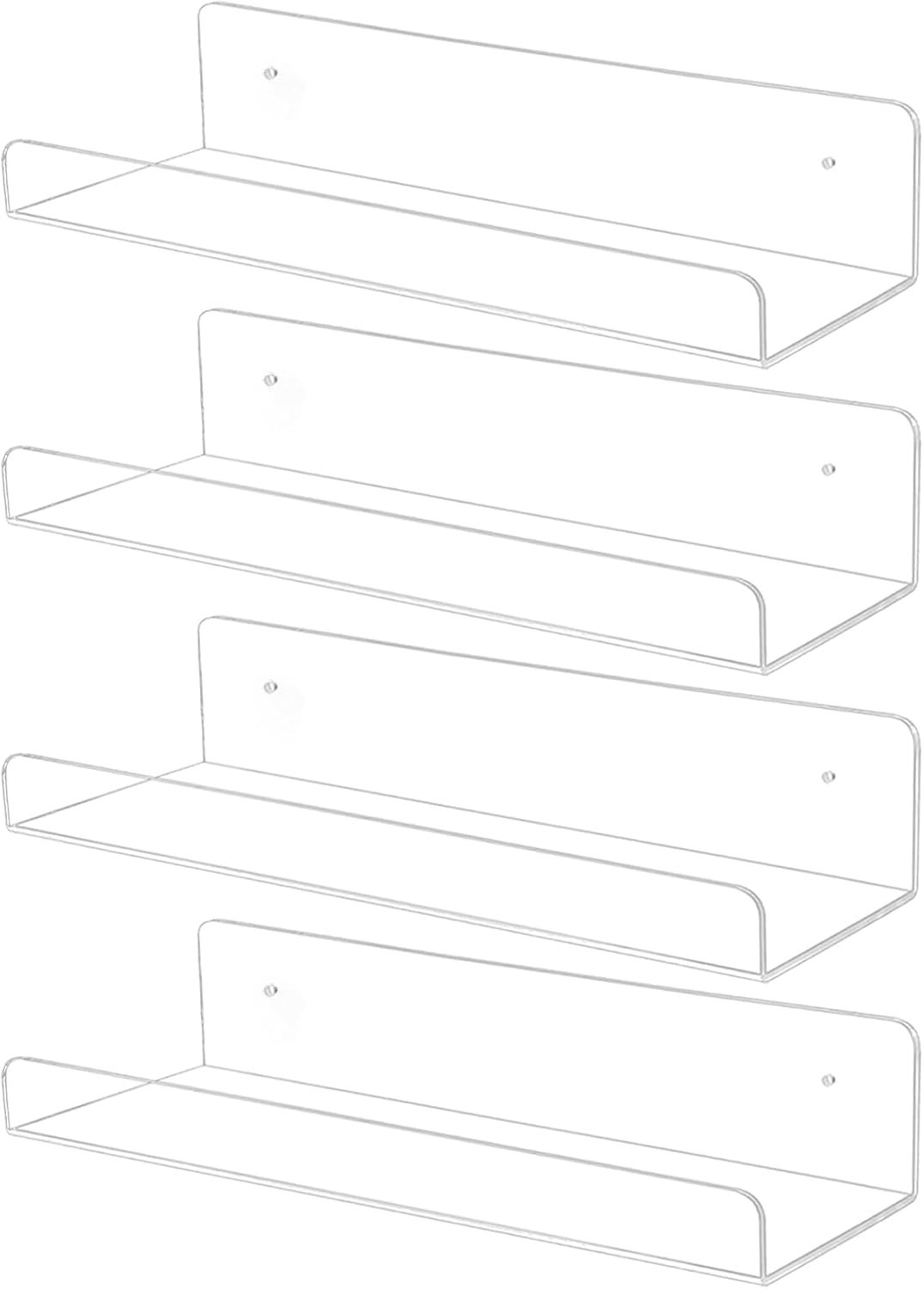 4 Pack Acrylic Shelves Wall 10in Floating Shelf Wall Mounted Set Room Bedroom