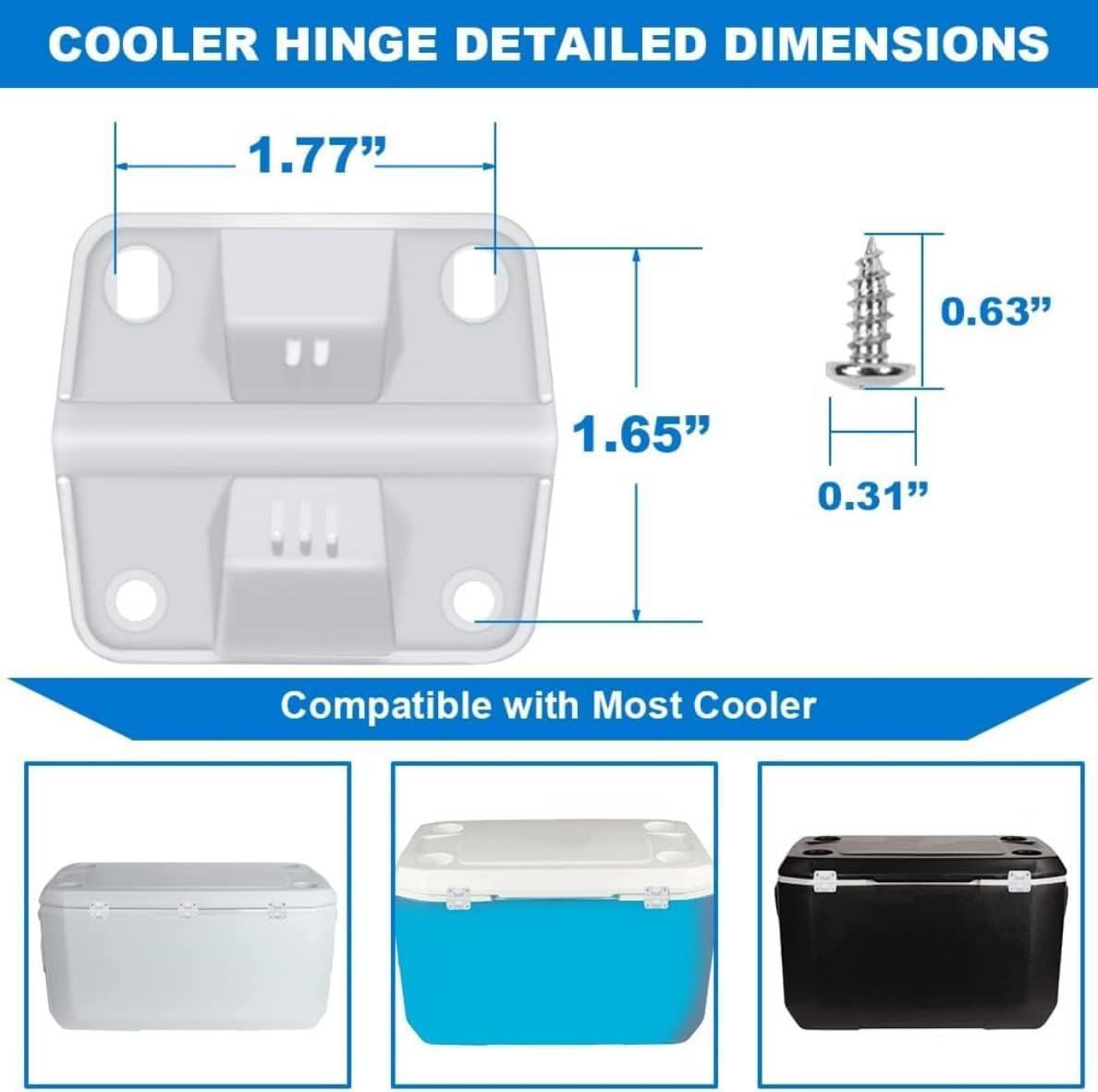 Cooler Replacement Plastic Hinges and Screws Set, Compatible with Coleman Cooler