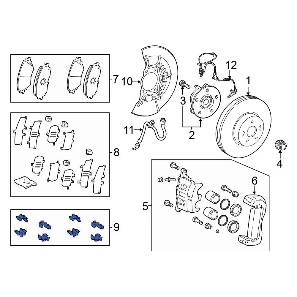 For Toyota Highlander 2010-2025 Toyota 049470E010 Front Disc Brake Hardware Kit
