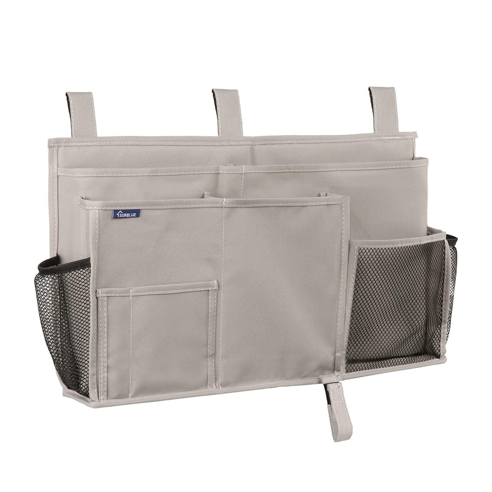 Gray Bedside Caddy Hanging Organizer Storage Bag 8 Pockets College Dorm