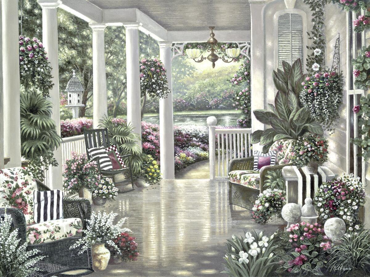 Ceramic Backsplash Tile Mural Garden Landscape - Sunday Afternoon II