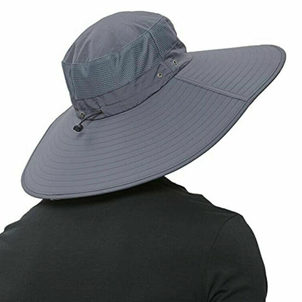 Men Wide Brim Sun Hat UV Protection Bucket Hiking Camping Fishing Safari Summer