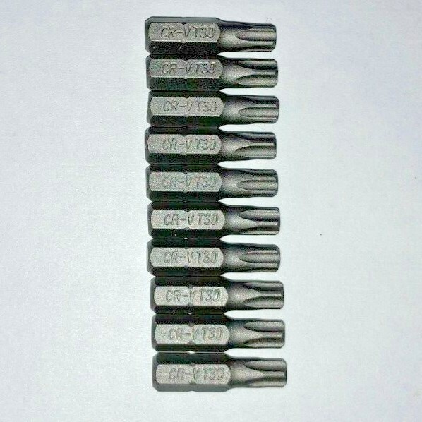 Torx TS30 five point security Screwdriver Drill Insert Bit 10 Pack with hole T30