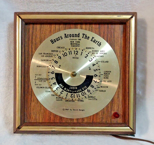 Muzak Hours Around The Earth Antique Wall Clock 1967 David Dargin SUPER RARE