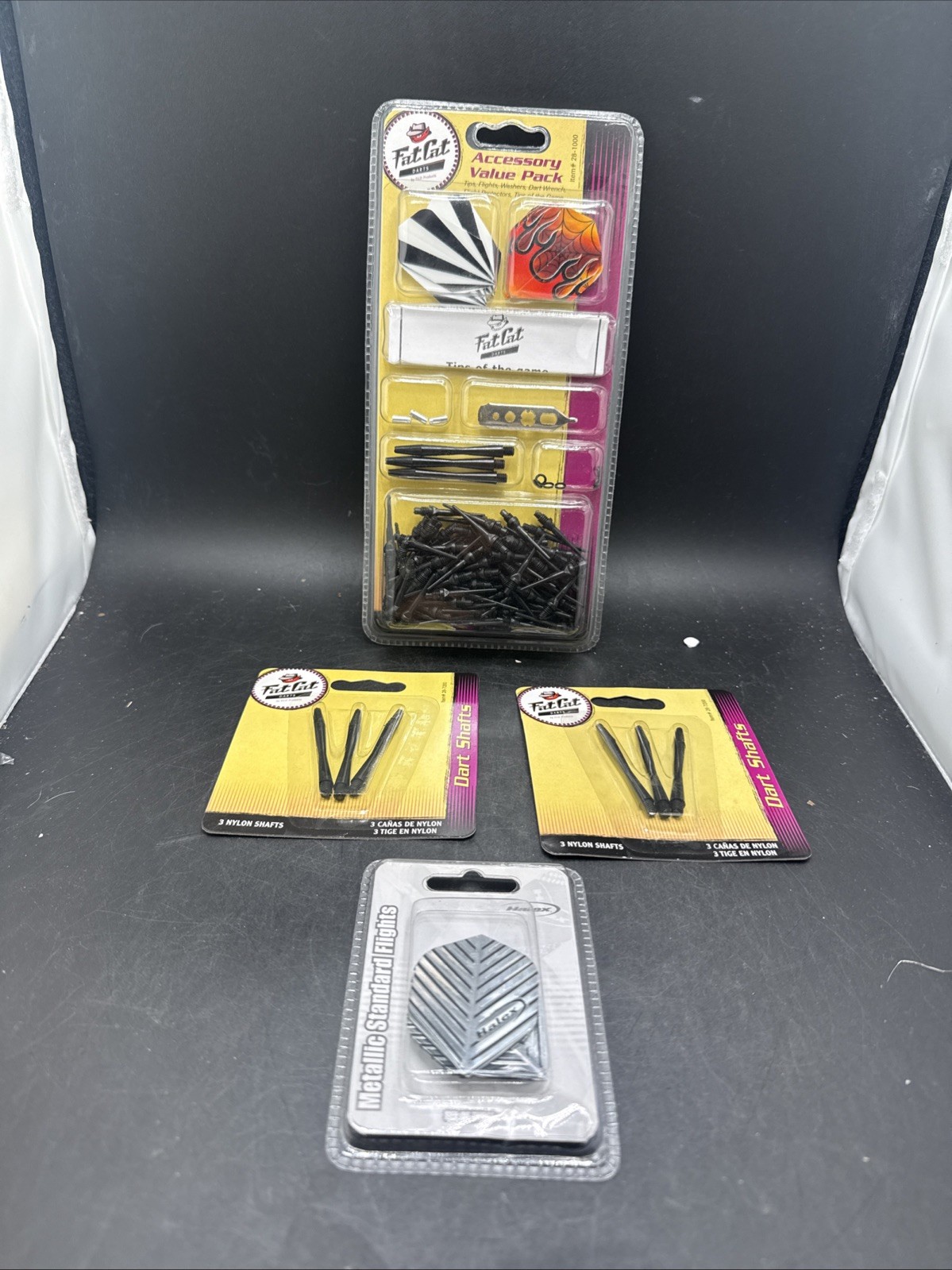 NOS Fat Cat Darts Accessory Lot Shafts Flights Tips Value Pack GLD Products