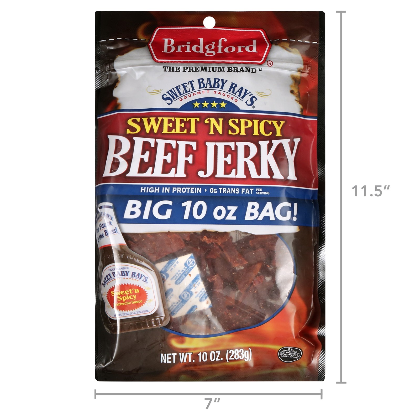 100% Beef Sweet Baby Ray's Sweet 'N Spicy Beef Jerky 10oz Resealable Bag